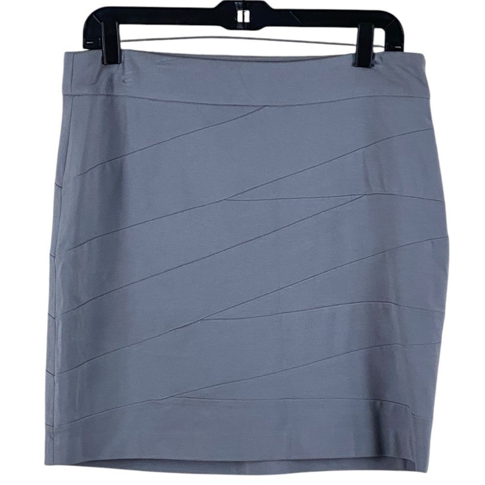 Vivienne Tam Gray Ponte Knit Bandage Bodycon Mini Skirt Sz 8